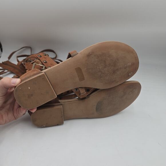 Torrid Studded Brown Gladiator Strap Sandals Wide Width Size 11W Tall Leg Zip - Picture 7 of 10